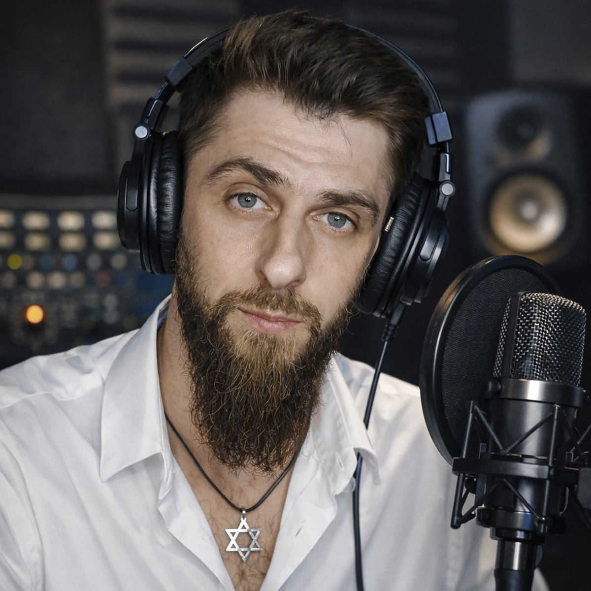 Haim Asher recording music in studio